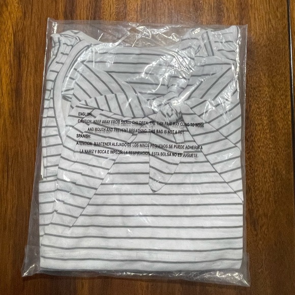 Rebellious One Juniors' Striped Tie-Hem Tank Top - White Grey Stripe, New - Picture 5 of 5